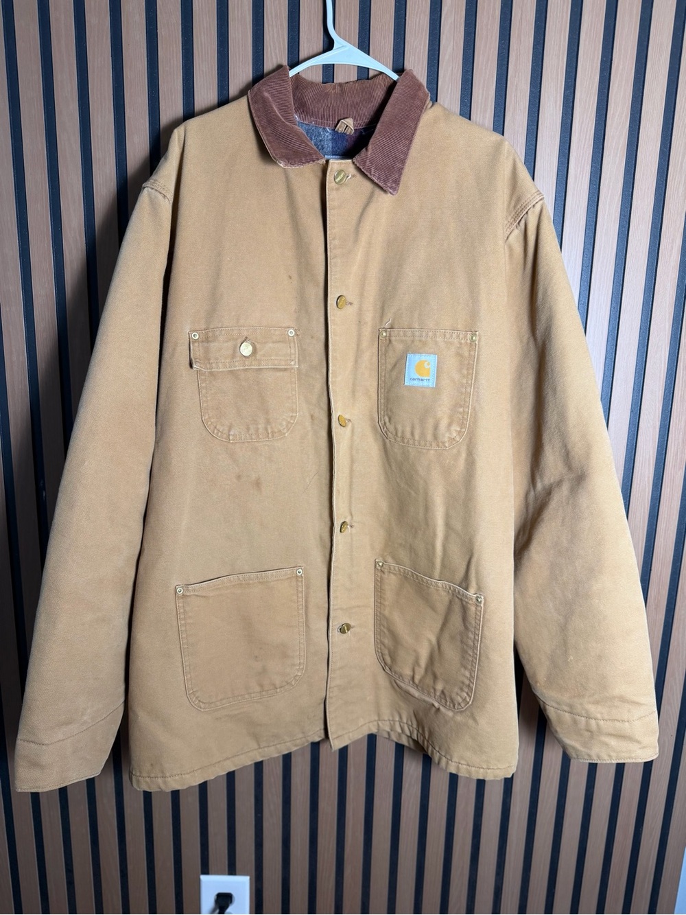 Carhartt vintage Brown Duck Detroit Jacket with Corduroy Collar size XL
